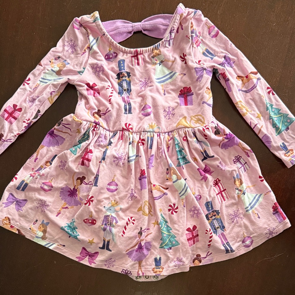 Little Sleepies Pink Nutcracker Holiday Long-Sleeve Dress
